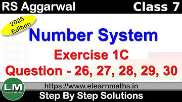 Number System | Class 6 Exercise 1C Question 26 - 30 | RS Aggarwal | Learn Maths