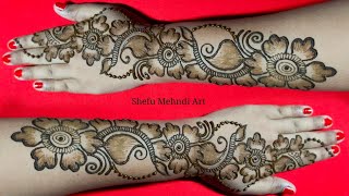 Latest stylish simple shaded arabic mehndi designs for back hands