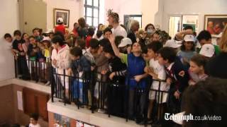 David Beckham visits Greek school