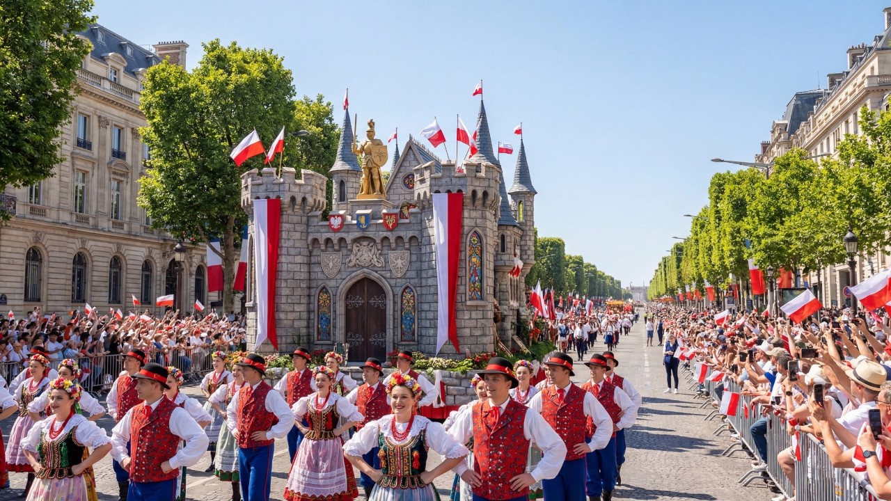 Poland Grand Float Parade  Friendly Smiles & Joyful Celebration