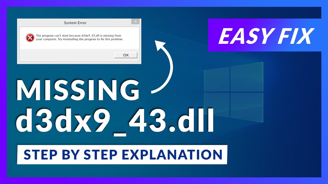 d3dx9_43.dll Missing Error | How to Fix | 2 Fixes | 2021 - YouTube