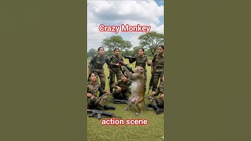 What a funny action this crazy monkey showed in front of the army soldiers #army #soldier #aivideo