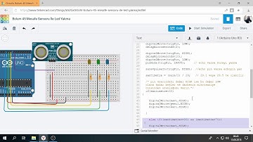 Tinkercad ile Arduino Bölüm 45 : Mesafe Sensörü İle Led Yakma 1 ( 3 Bacaklı Sensör)