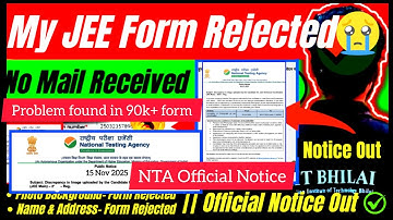 My JEE Form Rejected 😭-NTA Official notice🚨 JEE Mains Registration 2026✅ #jee #iit #shorts #trending