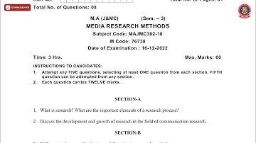 MA 3RD SEM JAMC MEDIA RESEARCH METHODS DEC 2022 | PTU