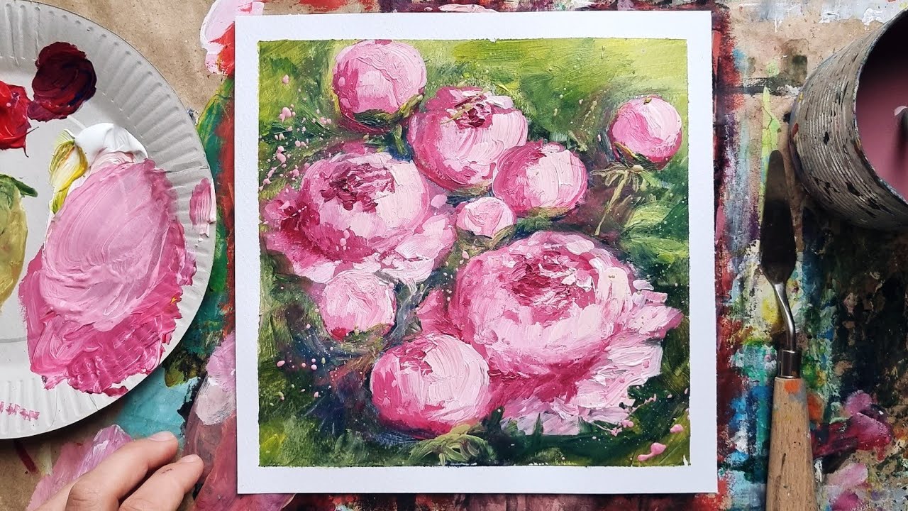 ПИОНЫ |Поэтапно и просто! Мазковая живопись💞 - YouTube