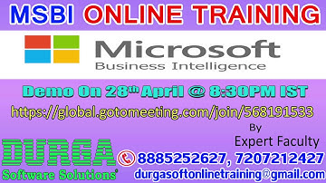 MSBI Online Training by Expert Faculty Demo on 28th April @8:30PM IST
