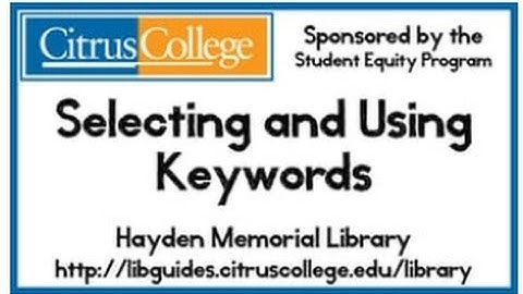 Selecting & Using Keywords HD