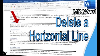 can delete horizontal line in word