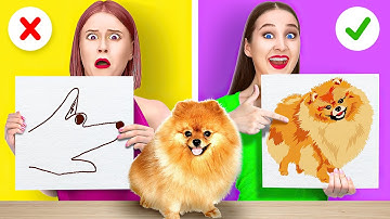 ART CHALLENGE AND DRAWING TRICKS || Awesome drawing hacks and pancake challenge by 123 Go! GENIUS