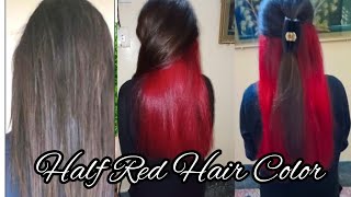 How to do red hair color in half hair | Aadhe balon mein red hair color kaise karen