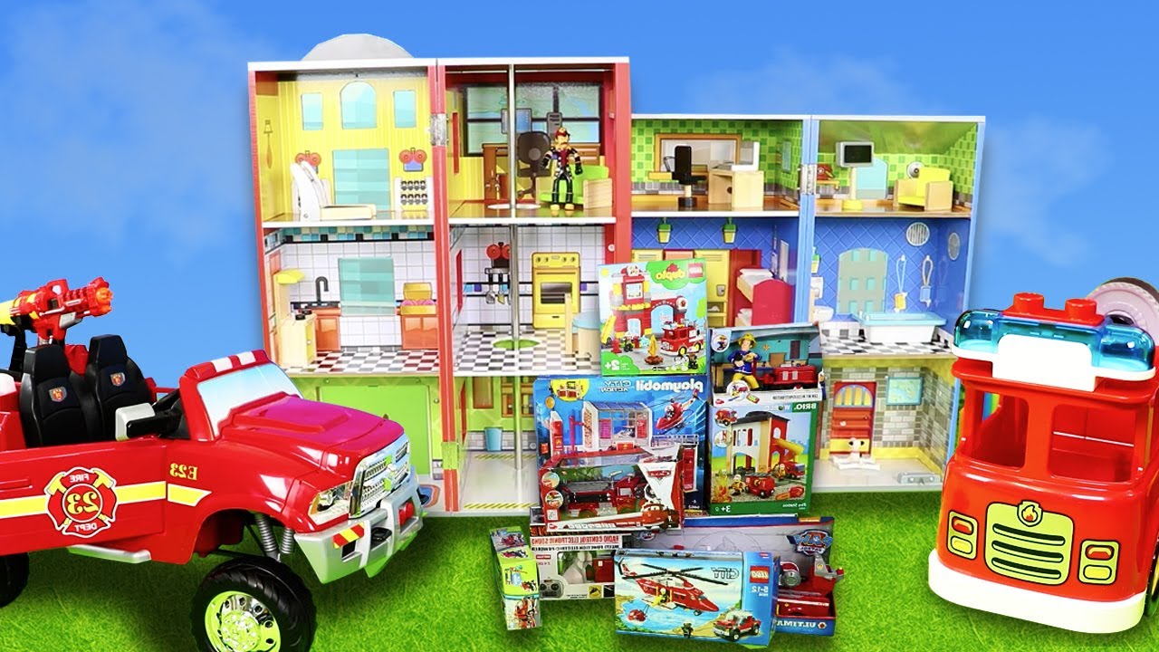 🚒🚤 Wóz strażacki i czerwona łódź ratunkowa🚦 zabawkowy dla dzieci