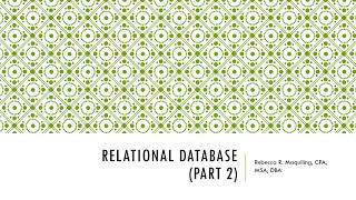 Relational Database part 2