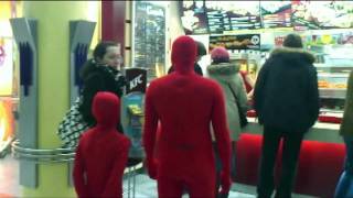 Red morphsuit in shopping mall :) Futurum Ostrava