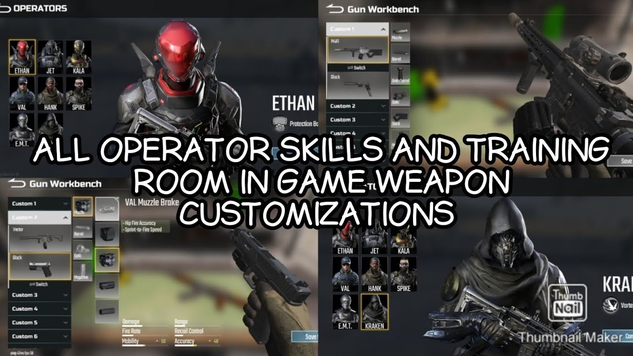 Project: Bloodstrike // All Operator skills and training room in game Weapon Customizations