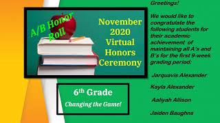 2020 1st 9weeks A B Honor Roll 6th Grade