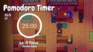 Pomodoro Study Timer 📚 |  3 x 25 min ⏱️ |  Lo-fi Focus Music 🎵 | Stardew Valley 🌾✨