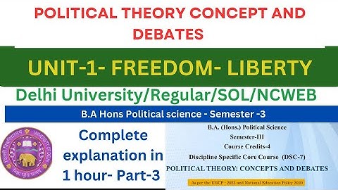 UNIT-1- POLITICAL THEORY CONCEPTS AND DEBATES - BA HONS POLITICAL SCIENCE- SEMESTER 3- PART- 3