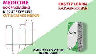 How To Make Medicine box Key Line / DieLine.  Box packaging design Illustrator Tutorial