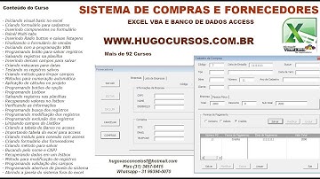 Sistemas VBA Excel com Access - Aula 01 - Sistema de Compras e Fornecedores
