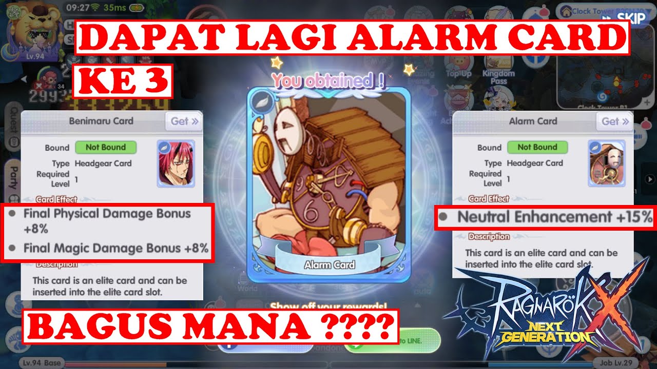 Alarm Ragnarok DAPAT LAGI ALARM CARD KE-3! BAGUS MANA BENIMARU VS ALARM CARD? Ragnarok ...