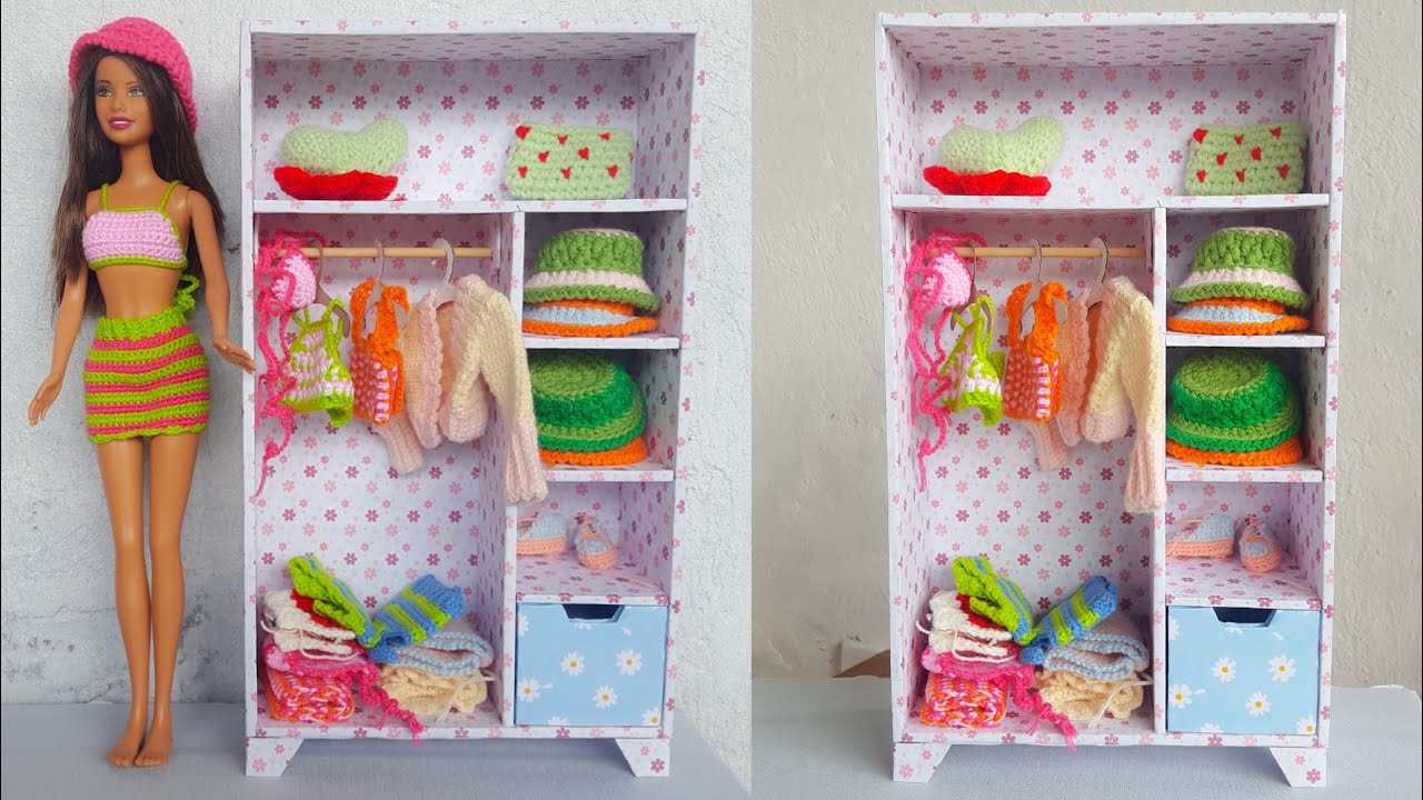 How to Make doll Closet  Build Barbie closet Using Cardboard