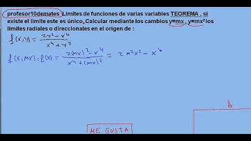 límites 06 radiales o direccionales funciones de varias variables ejercicio resuelto