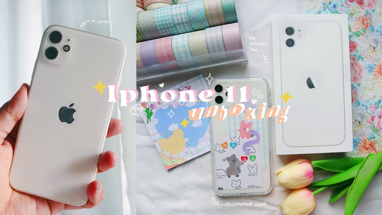 Iphone 11 Aesthetic Unboxing In 21 And Decorating Cases White 128 Gb Youtube