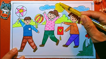 Vẽ lễ hội trung thu - hội xuân quê hương - vẽ theo hình thức ước lệ - yếu tố dân tộc trong tranh