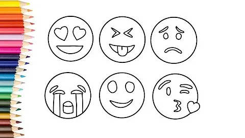 How to Draw and Color Emoticons - Emoji Faces Coloring Book for Kids
