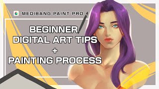 MediBang Beginner Digital Art Tips + Painting Process | Blending Tutorial