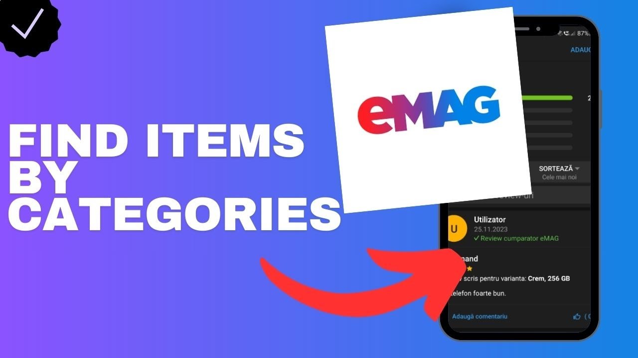 How to find items by categories in the Emag app?