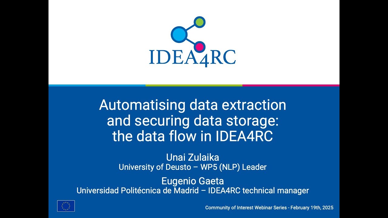 Automatising data extraction and securing data storage: the data flow in IDEA4RC