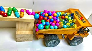 Marble Run Race ASMR ☆ HABA Slope, Dump Truck & Garbage Truck & Shopping Cart, Busket #11