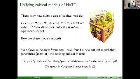 Anders Mörtberg, Unifying cubical models of homotopy type theory