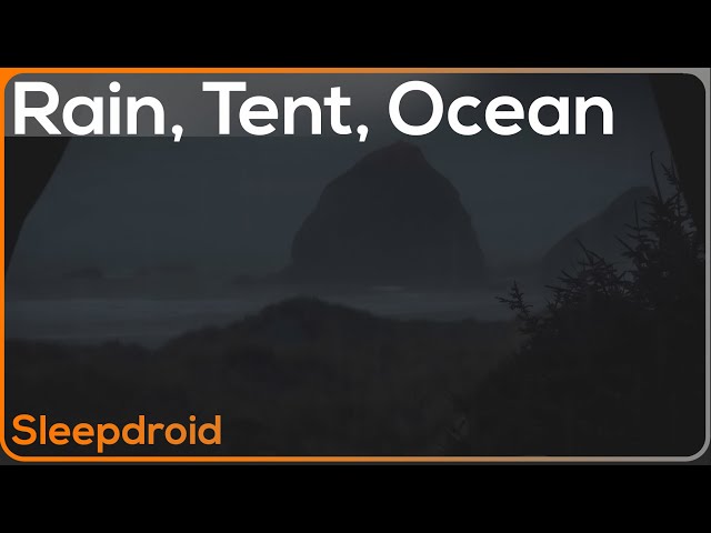 ► Rain in a Tent by the Ocean ~Rainstorm and Ocean Wave Sounds for Sleeping, Night 10 hours (lluvia) class=