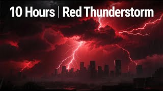 Red Thunderstorm & Flashing Lightning 10+ Hours  Black Screen Wallpaper 4K OLED