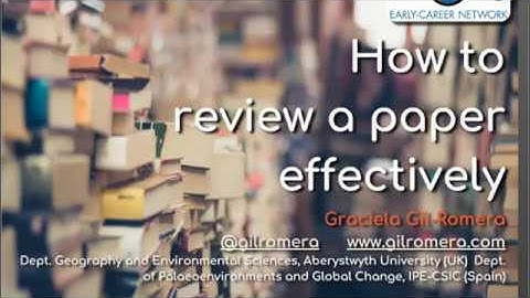 Webinar - How to review a paper effectively