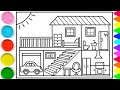 How to Draw a House for Kids step by step / ارسم صورة لمنزل / нарисуй домик / үйдің суретін салу