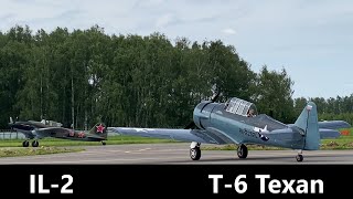 IL-2 and T-6 Texan (SNJ-4) flights | Полеты Ил-2 и американского Т-6 Тексан
