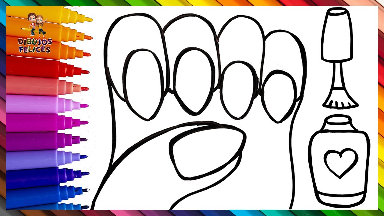 Dibuja y Colorea Una Mano Con Un Esmalte De Uñas Arcoiris 🖐️💅🌈 Dibujos  Para Niños - thptnganamst.edu.vn