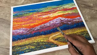 How to Draw Creative Landscape Painting | Acrylic Painting Techniques | Easy Painting