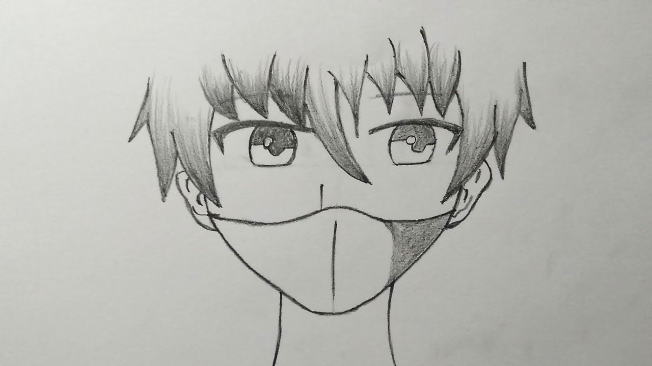 Easy anime drawing  how to draw anime boy wearing a mask - BiliBili