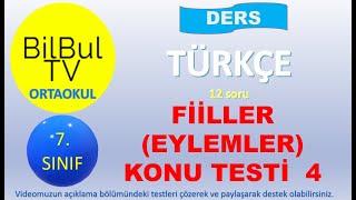 7 Sınıf Türkçe Fiiller eylemler Konusu örnek sorular 4 7 Sınıf Türkçe Fiiller eylemler Konusu örnek sorular 4
