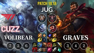 T1 Cuzz Volibear vs Graves Jungle - KR Patch 10.18