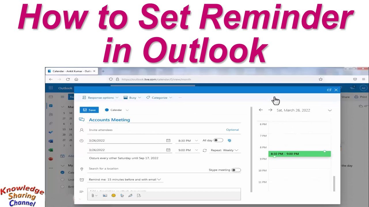 How to Set Reminder in Outlook YouTube