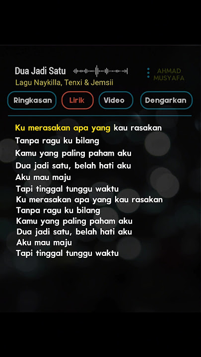 Lirik Lagu - Dua Jadi Satu #shorts #viralvideos #viraltiktok #youtubeshorts #lyrics