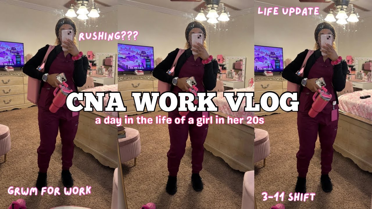 day in the life of a 20 year old CNA | 3-11 shift, sunday morning, life update, rushing? plus more.🎀