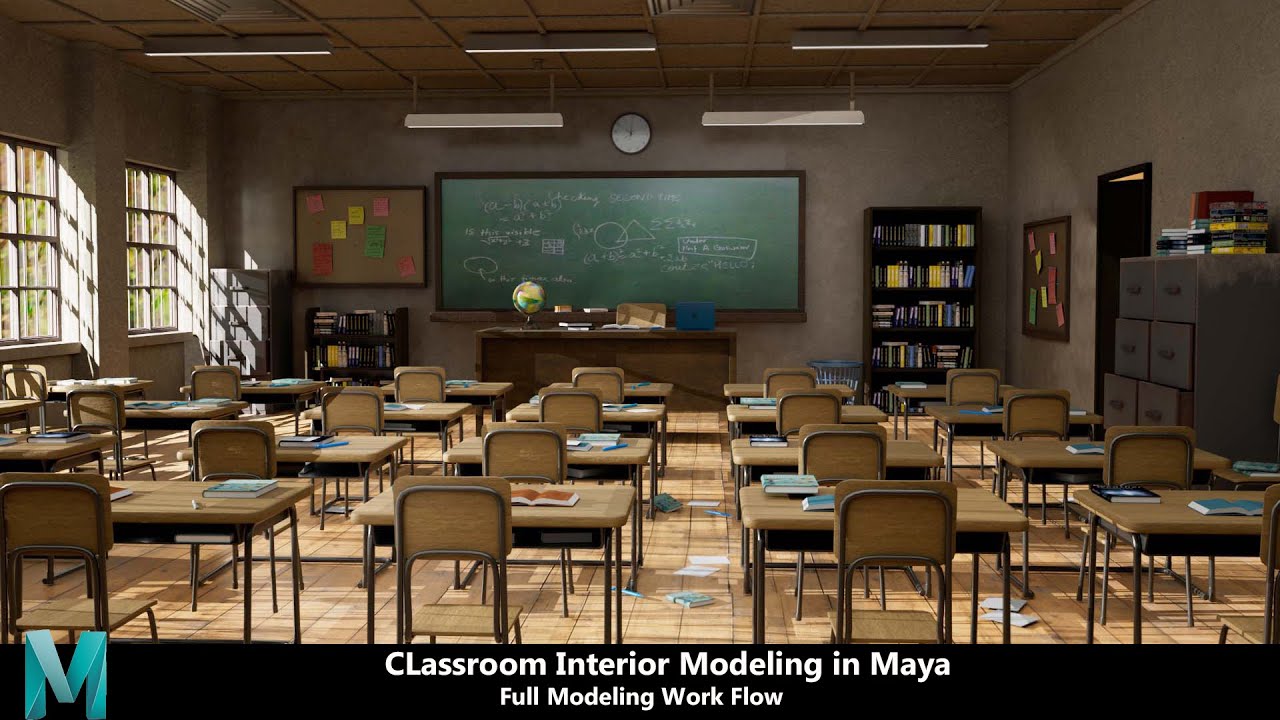 Classroom Interior Modeling Tutorial in Autodesk Maya - YouTube