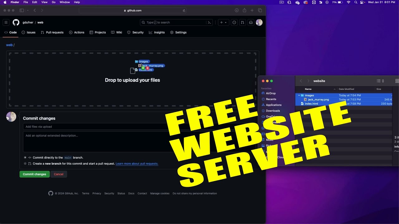 Free website server on Github.com "how to" - YouTube